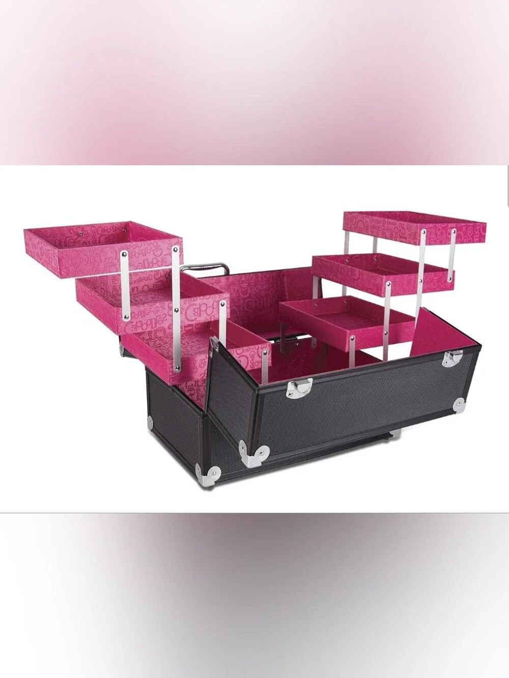 Caboodles PRIMPED & PROPER 6- Tray Train Case Makeup Organizer